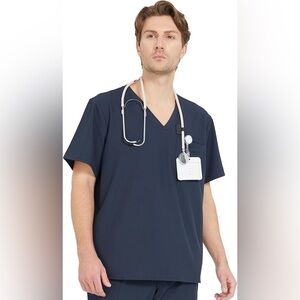Ubon Men's V-neck stretch medical uniforms with four pockets workwear